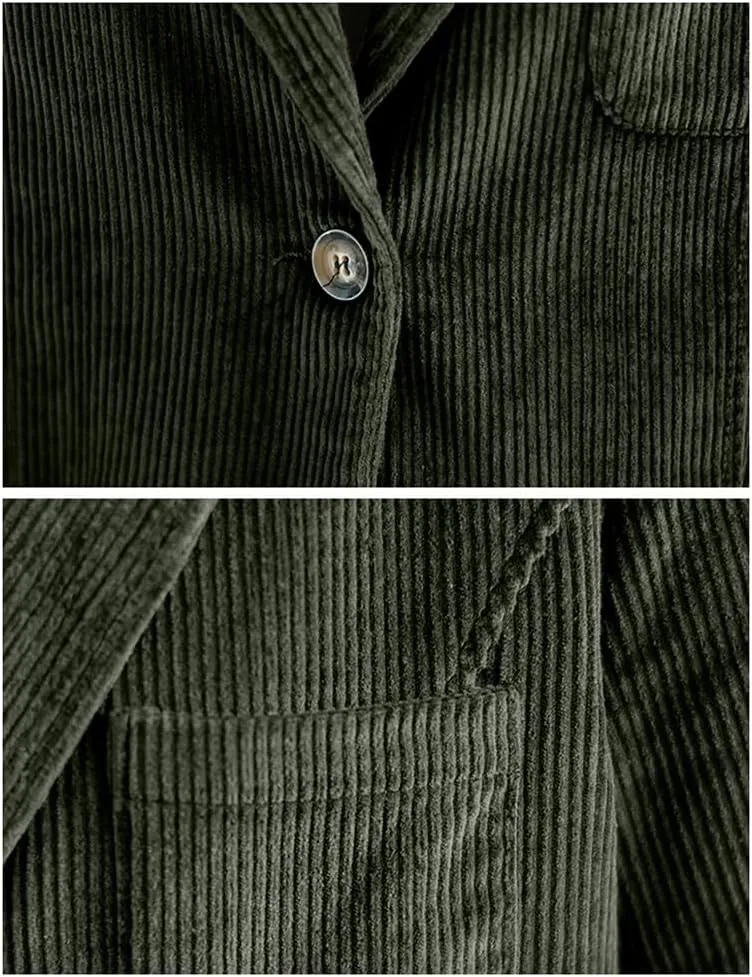 IDEALSANXUN Corduroy Blazer Women 2024 Fall Winter Suit Button Down Jackets Casual Shackets Business Coats