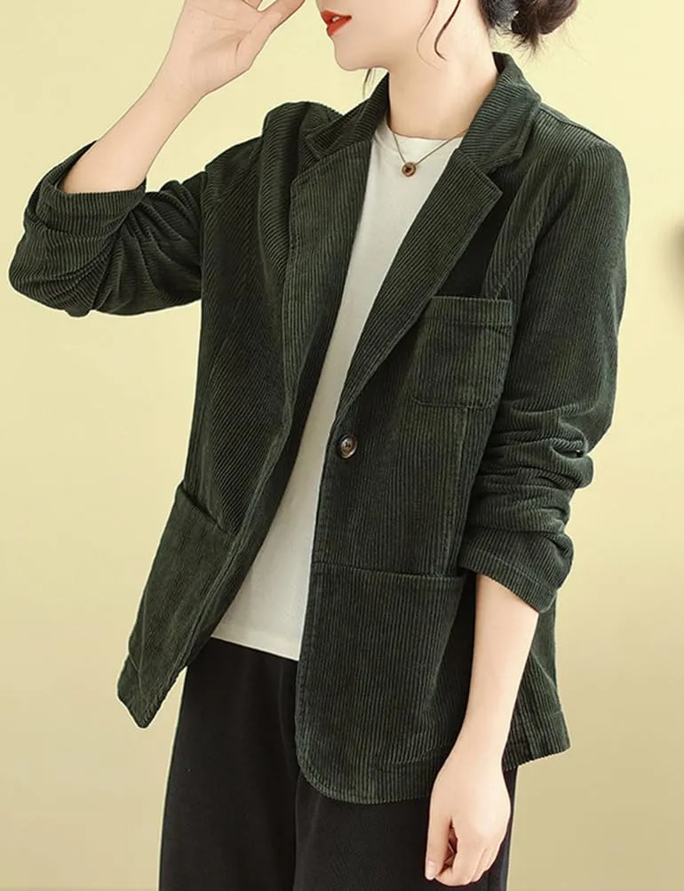 IDEALSANXUN Corduroy Blazer Women 2024 Fall Winter Suit Button Down Jackets Casual Shackets Business Coats