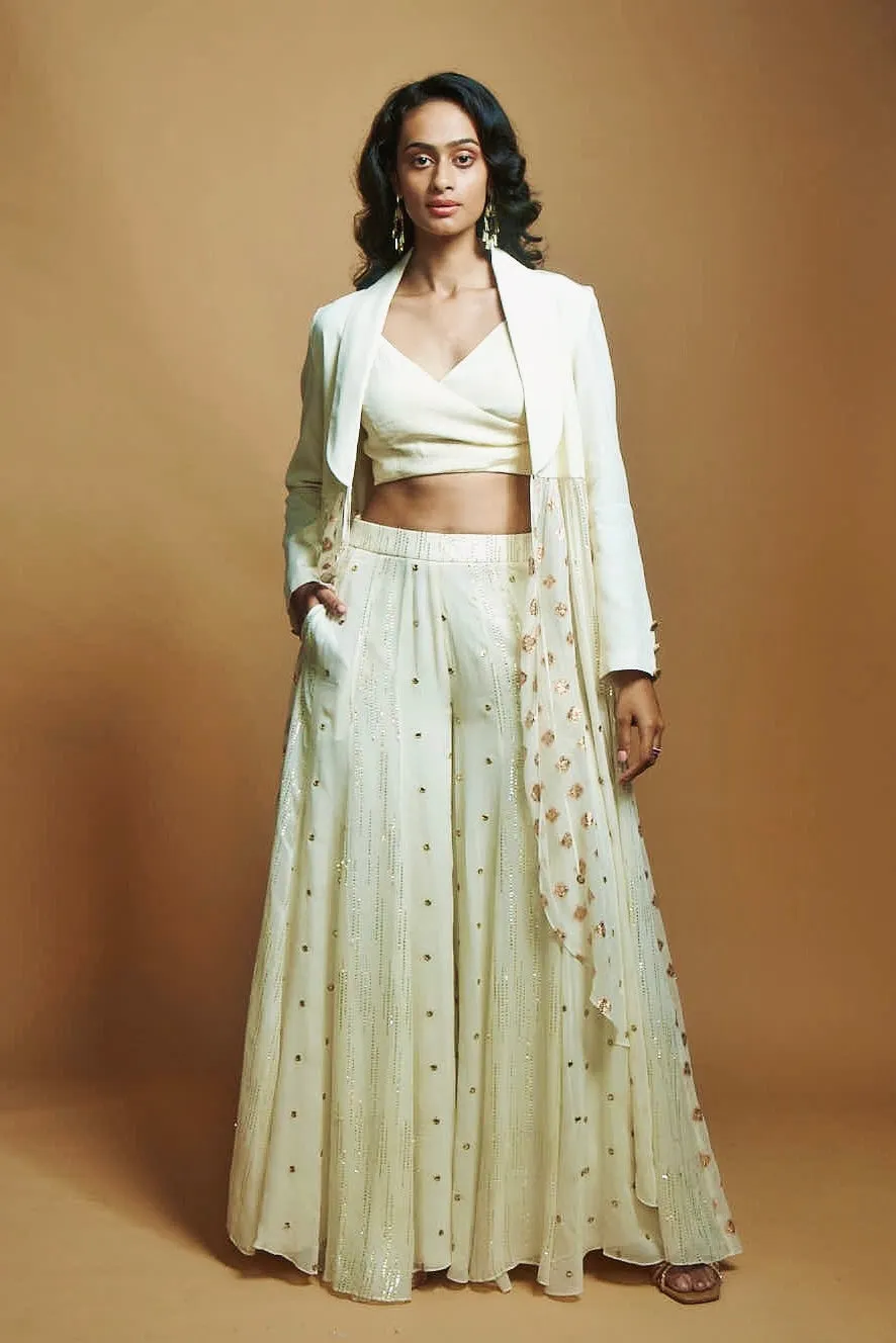 IVORY MULTI PANEL BLAZER DUSTER