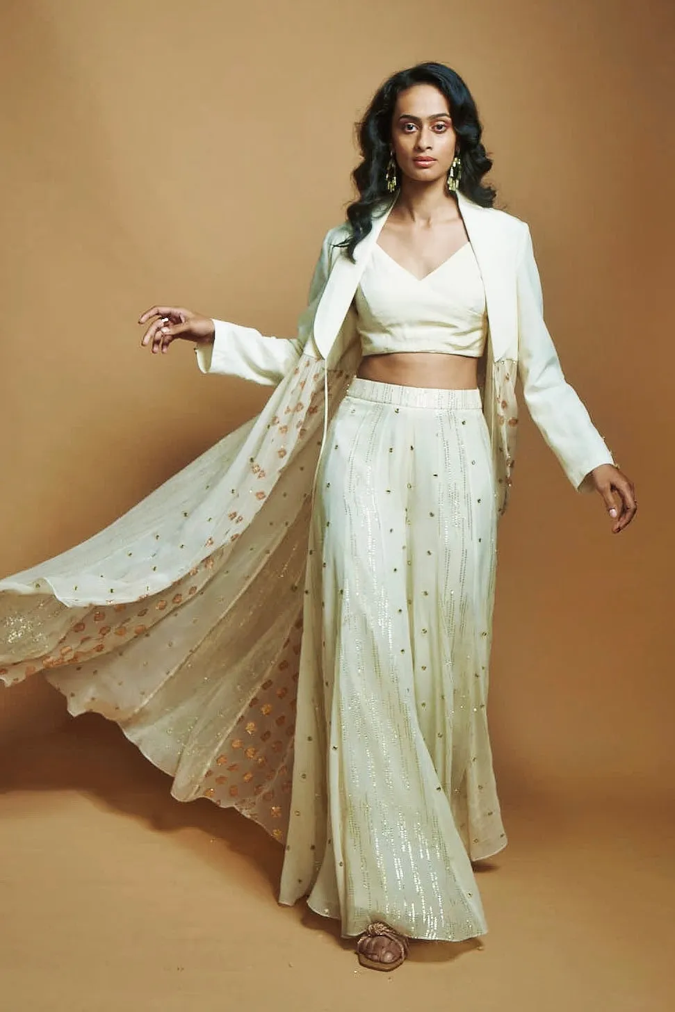 IVORY MULTI PANEL BLAZER DUSTER