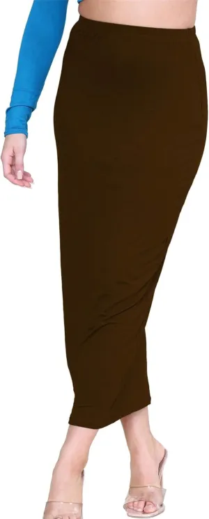 Janisramone Womens Bodycon Tube Maxi Skirts, Plain Elasticated Waist Midaxi Jersey Skirts, Soft Summer Midi Pencil Skirt Brown
