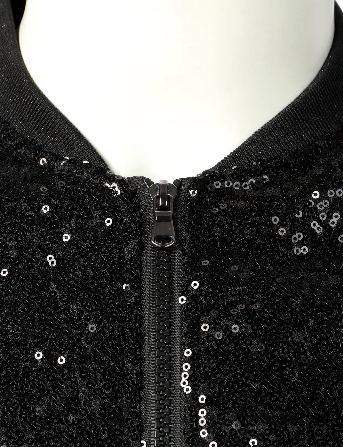 JOGAL Mens Sequins Nightclub Styles Zip up Varsity Baseball Bomber Jacket