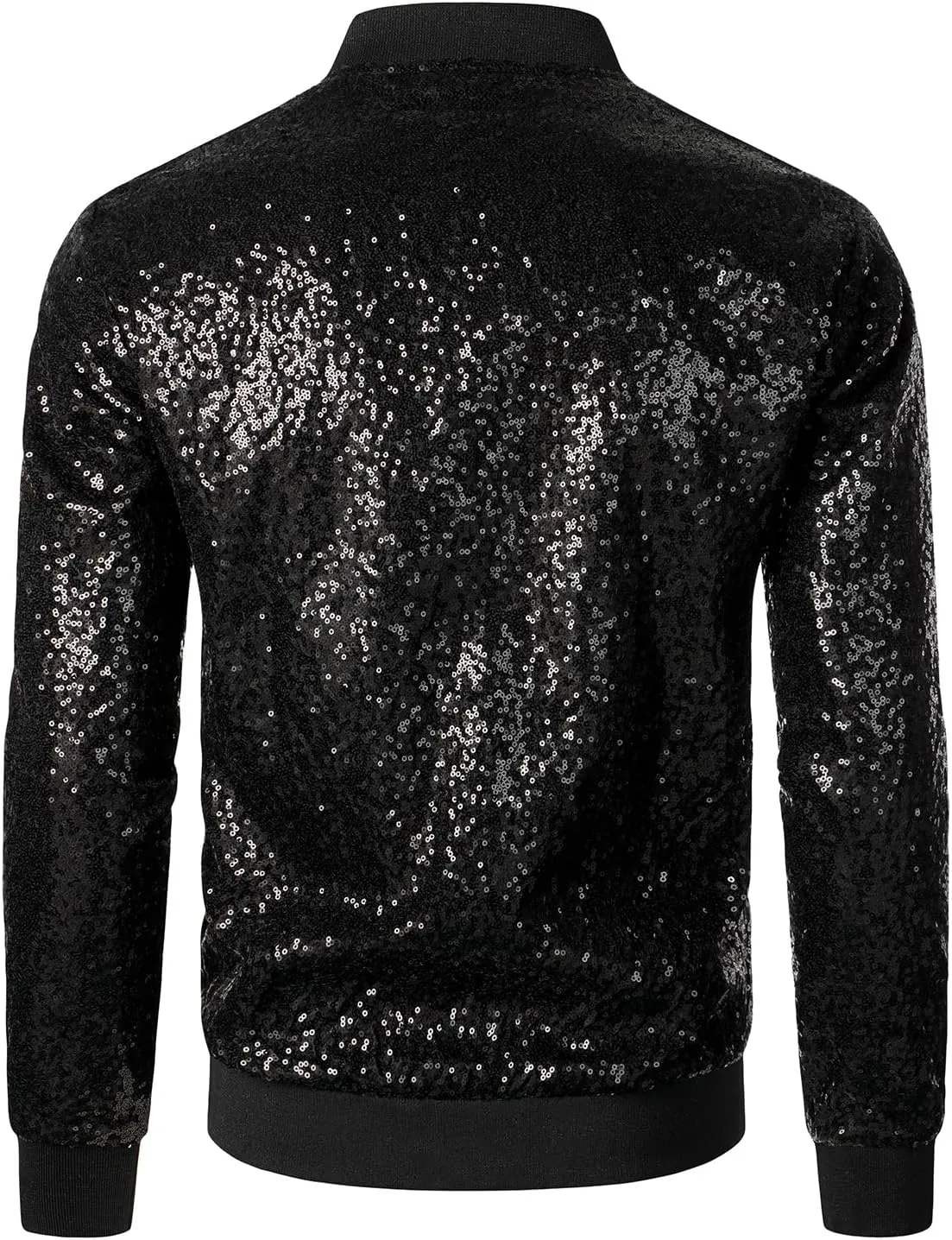 JOGAL Mens Sequins Nightclub Styles Zip up Varsity Baseball Bomber Jacket