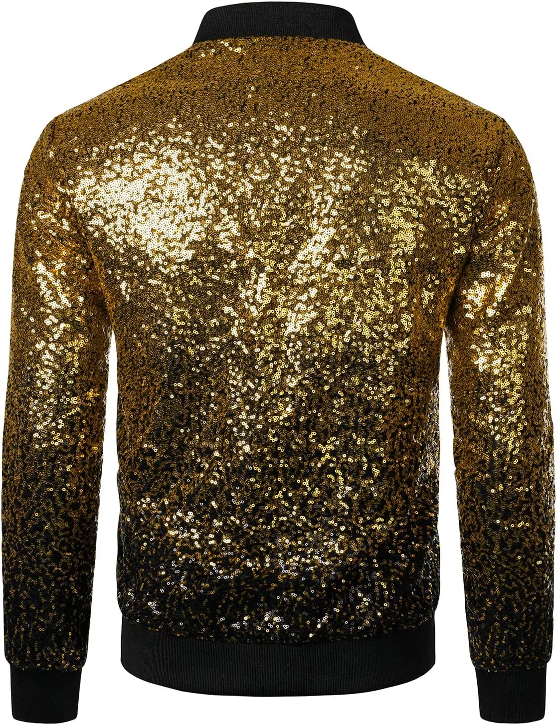 JOGAL Mens Sequins Nightclub Styles Zip up Varsity Baseball Bomber Jacket
