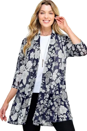 Jostar Women's Mesh Jacket Cardigan - 3/4 Sleeve Sheer Lightweight Open Front Princess Soft Drape Knit Sweater