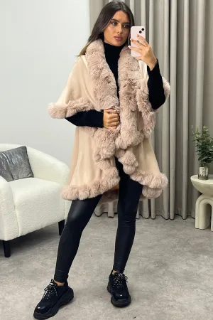 Khleo Blush Pink Faux Fur Double Layer Cape