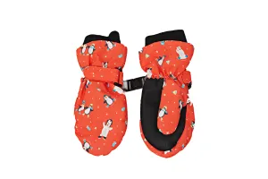 Kids Water Repellent Ski Mittens - Skating Penguin