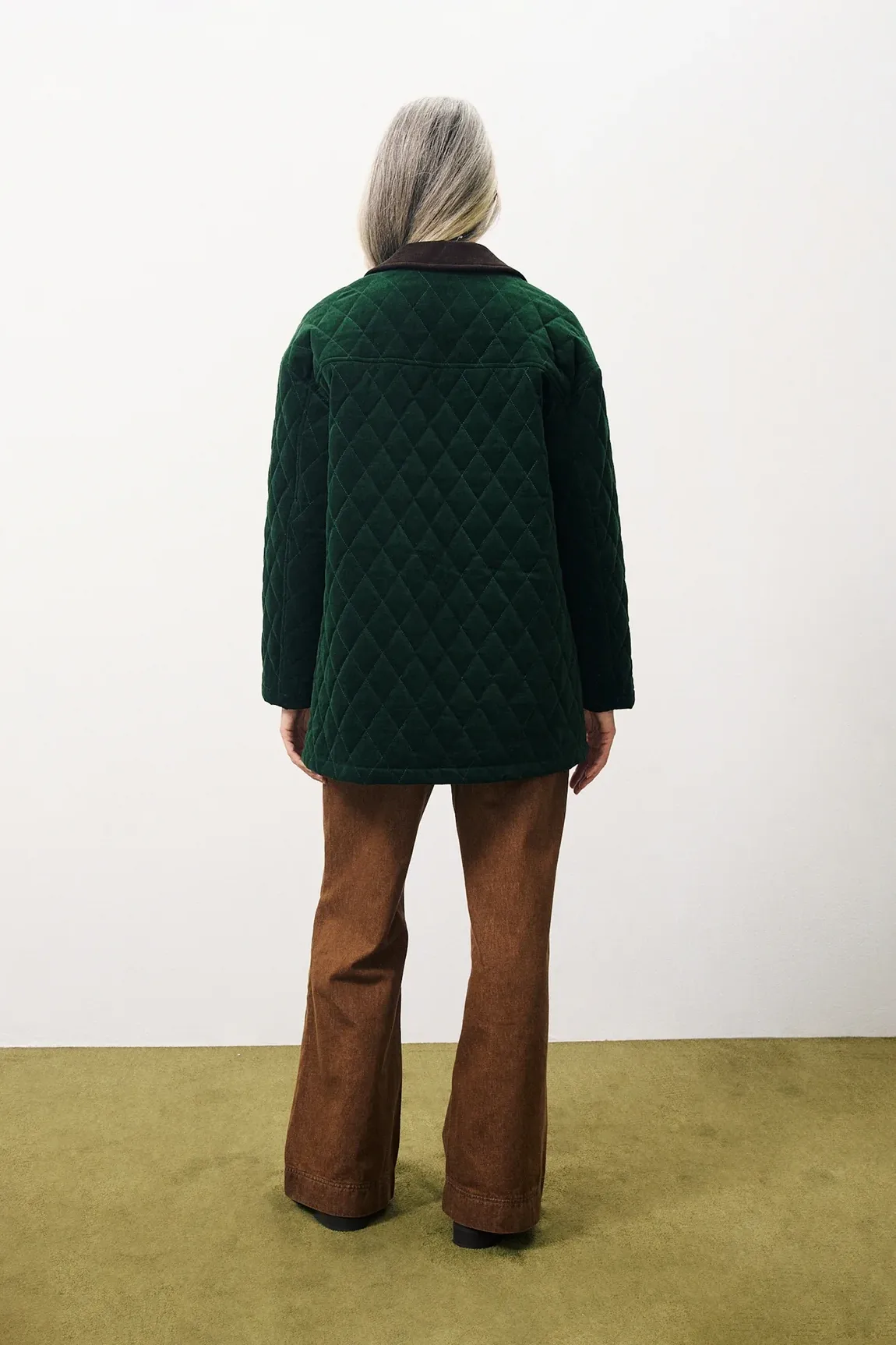 Laia Quilted Coat in Forest Green