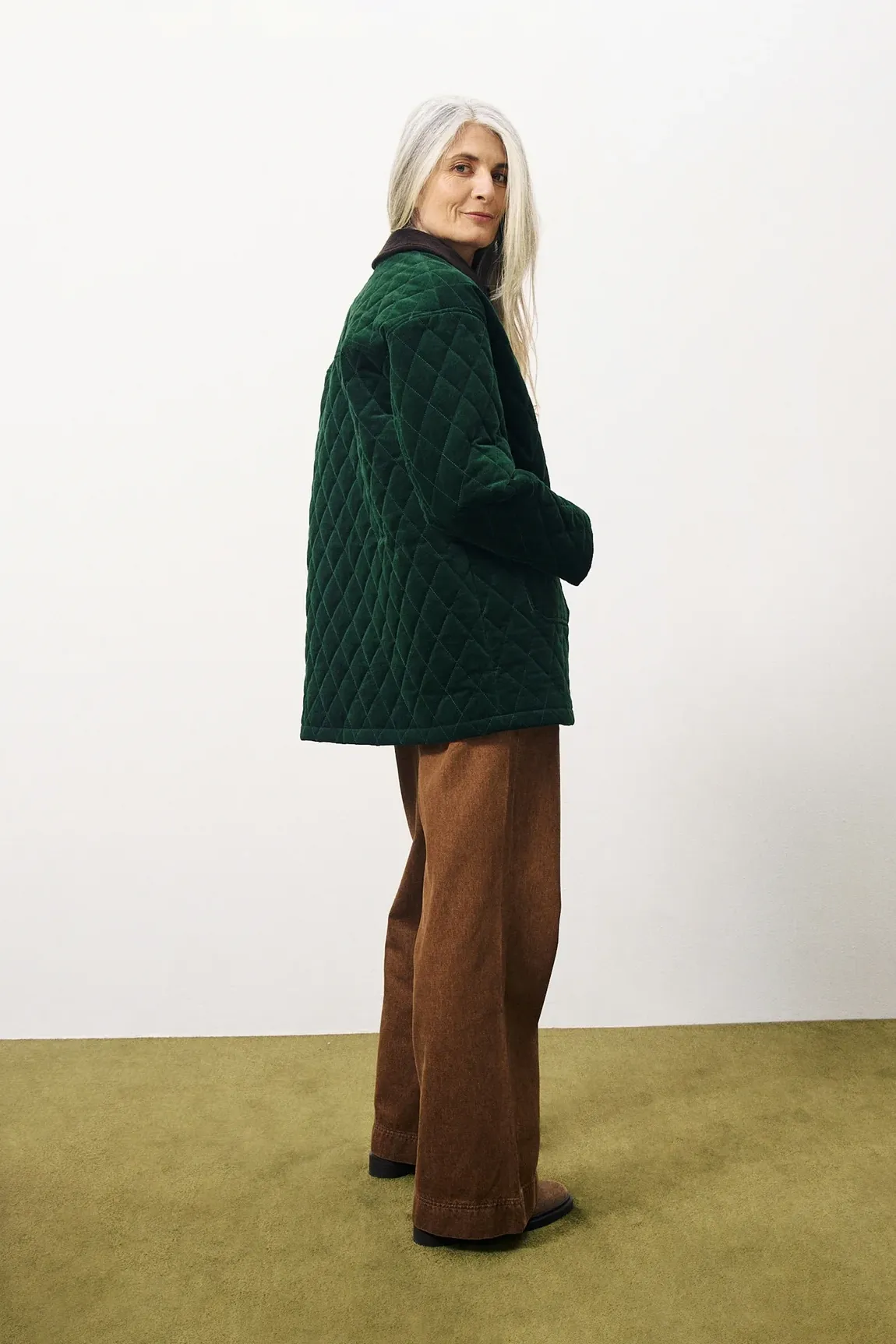 Laia Quilted Coat in Forest Green
