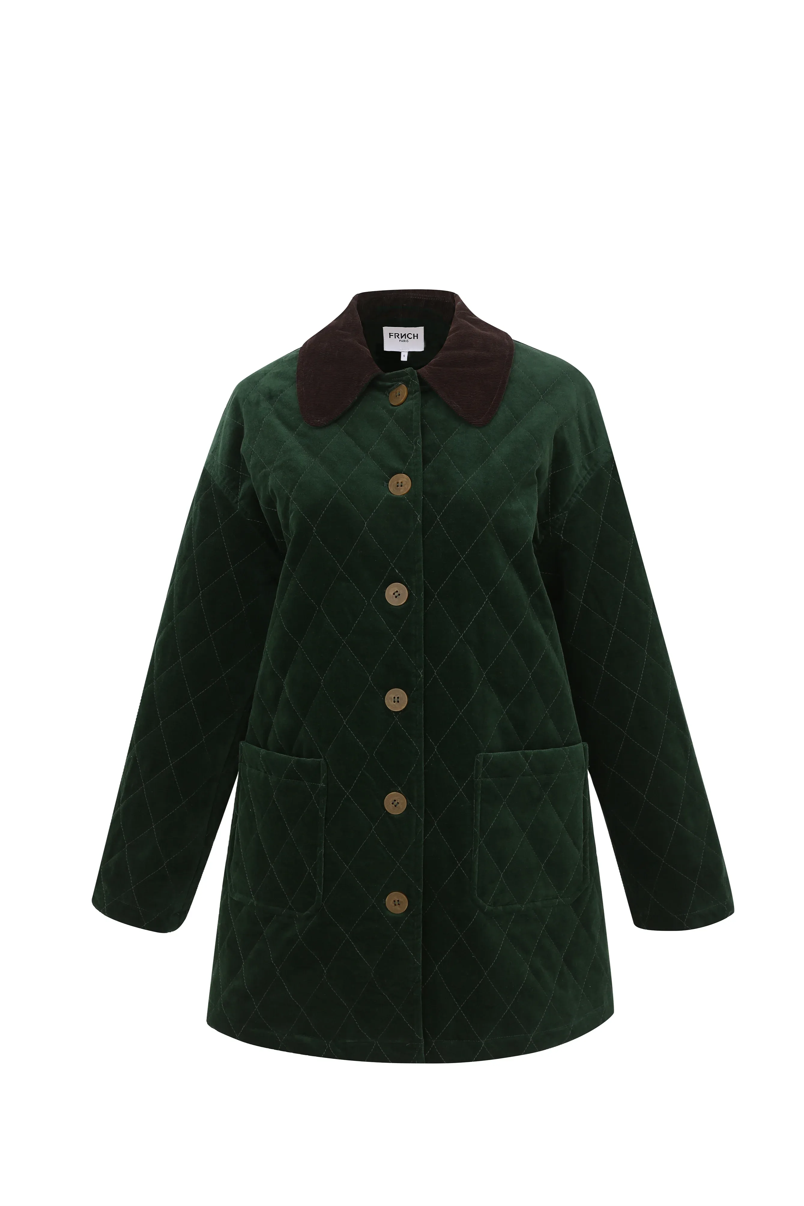 Laia Quilted Coat in Forest Green