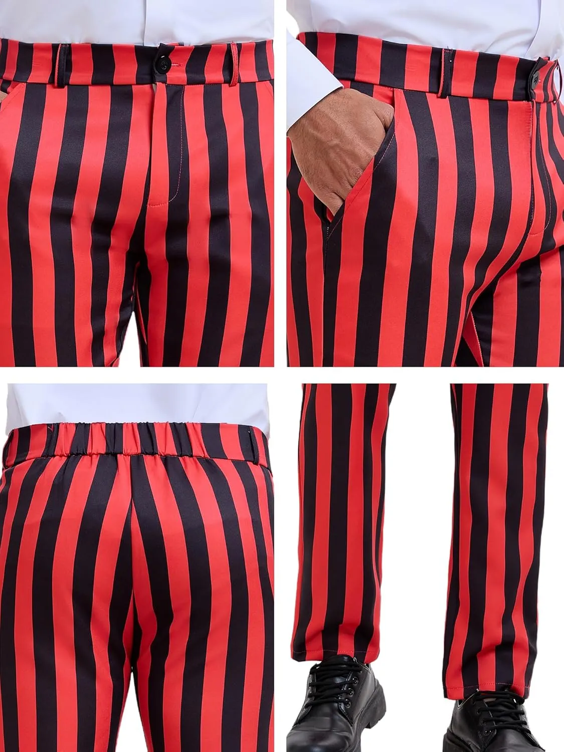 Lars Amadeus Men's Striped Dress Pant Classic Fit Flat Front Business Work Prom Trousers