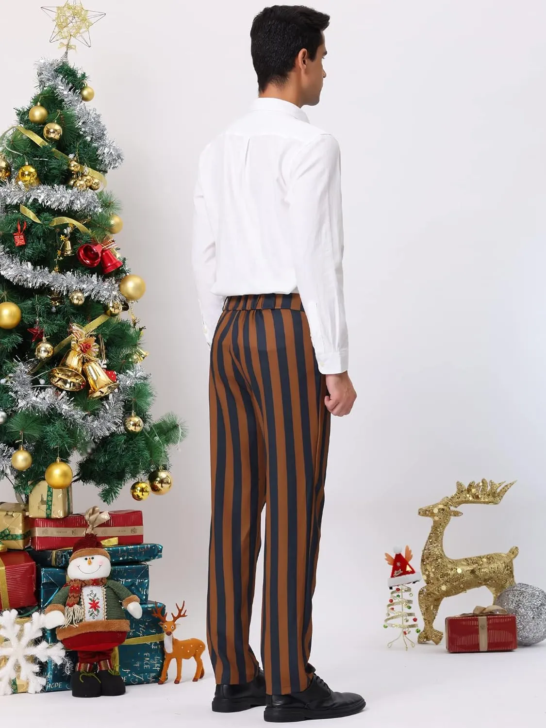 Lars Amadeus Men's Striped Dress Pant Classic Fit Flat Front Business Work Prom Trousers