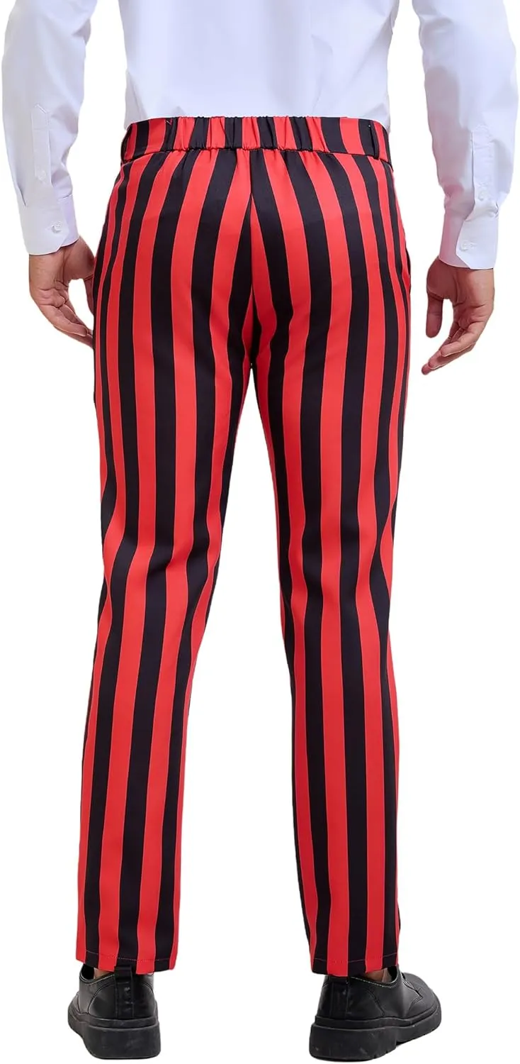 Lars Amadeus Men's Striped Dress Pant Classic Fit Flat Front Business Work Prom Trousers