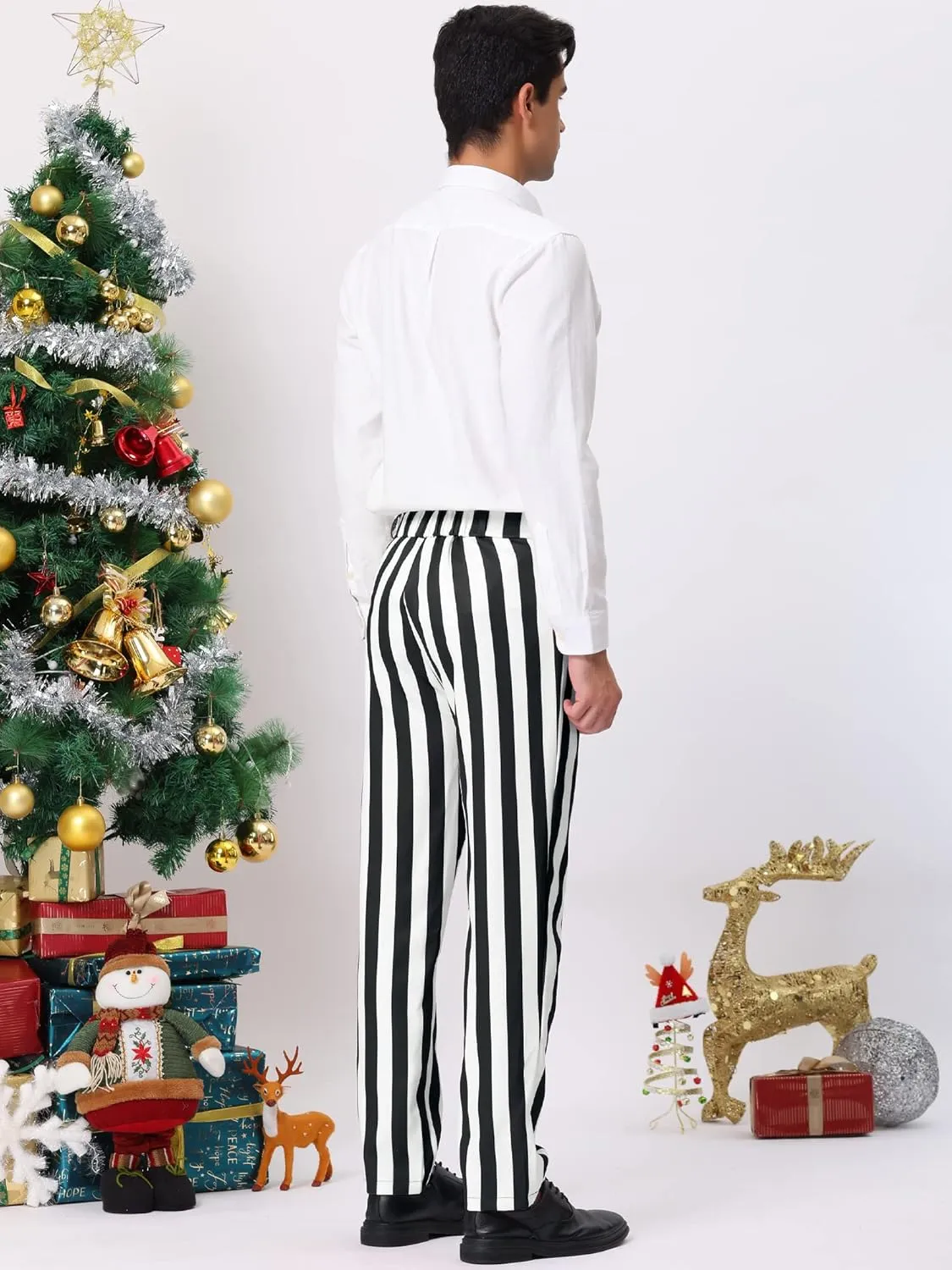 Lars Amadeus Men's Striped Dress Pant Classic Fit Flat Front Business Work Prom Trousers