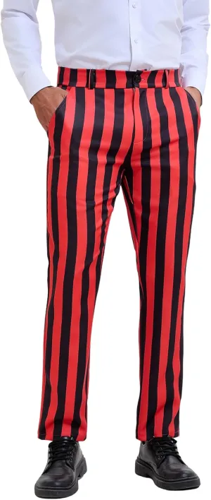 Lars Amadeus Men's Striped Dress Pant Classic Fit Flat Front Business Work Prom Trousers