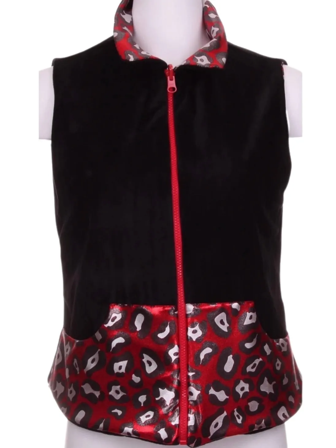 Limited Red Black and White Leopard Print Vest