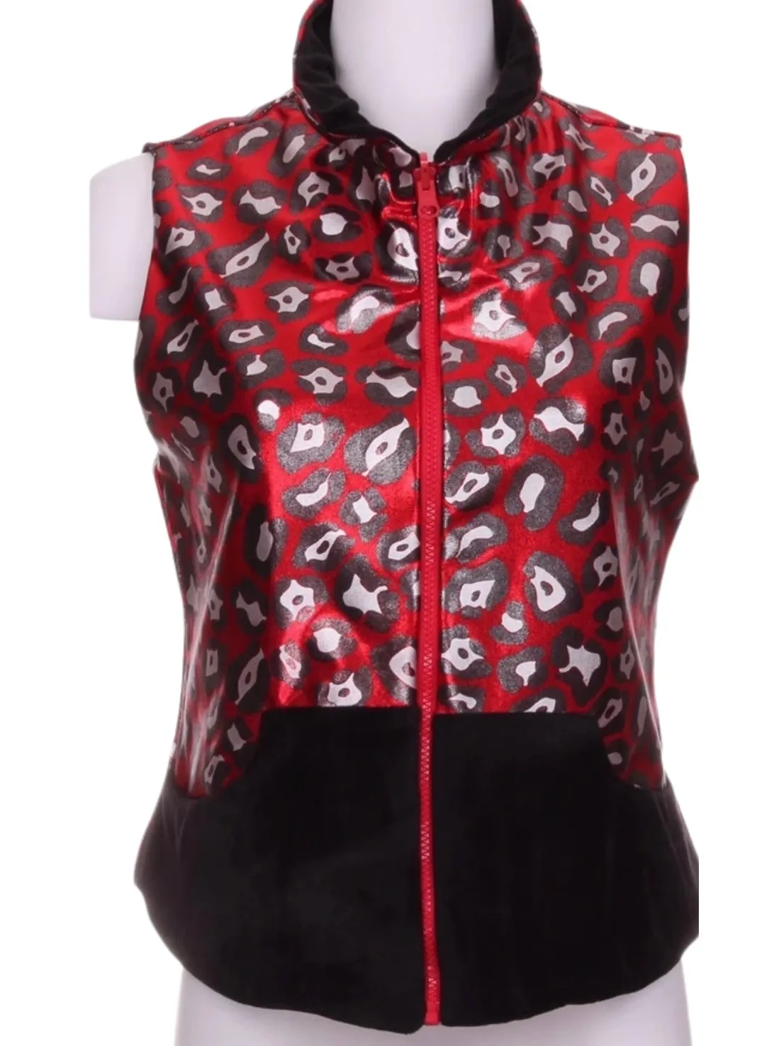 Limited Red Black and White Leopard Print Vest