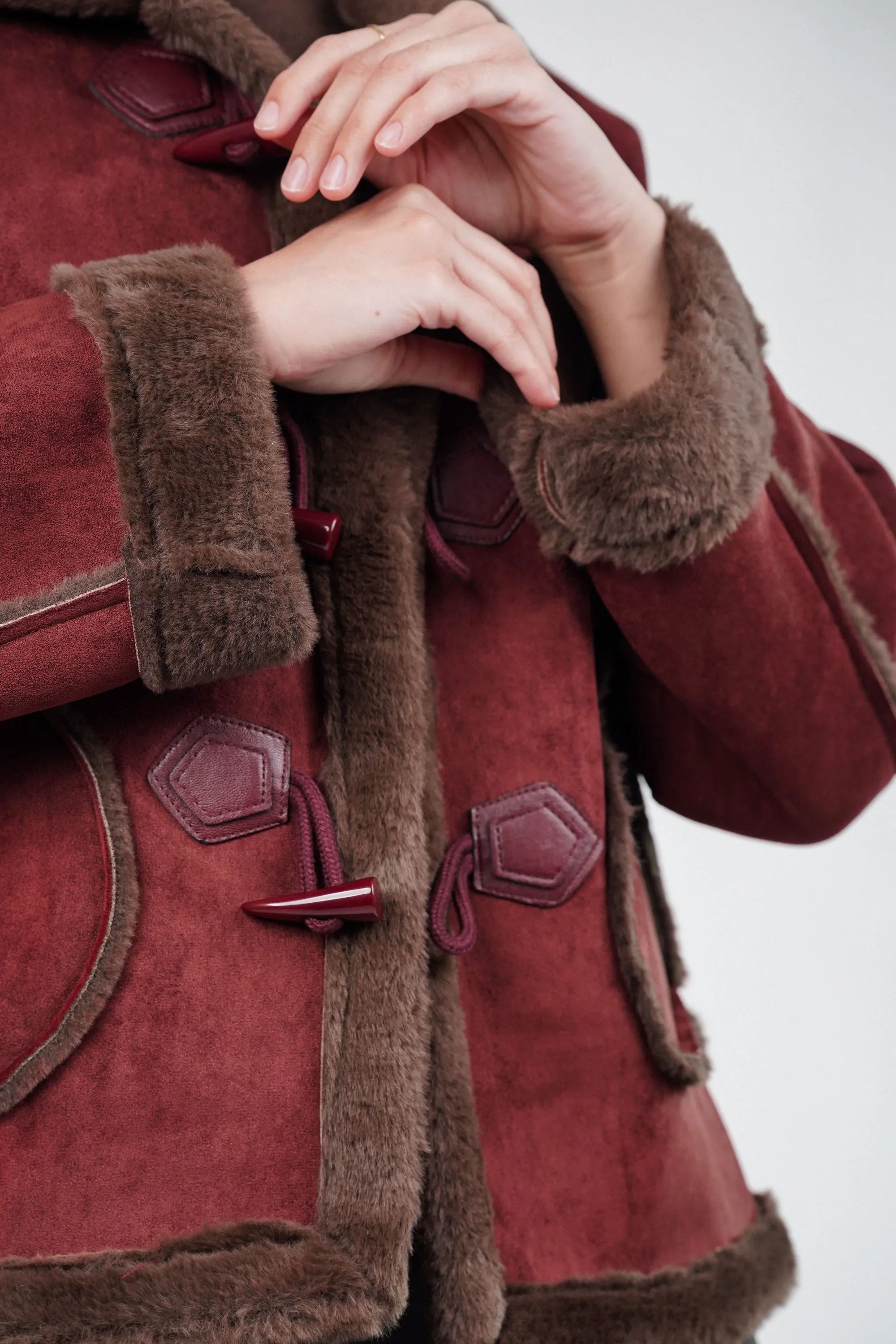 Maroon Suede Fur Jacket