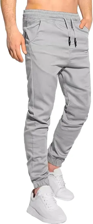 Men's Casual Classic Tactical Pants Slim Fit Soft Twill Pockets Jogger Comfort Hiking Cotton Sweatpants