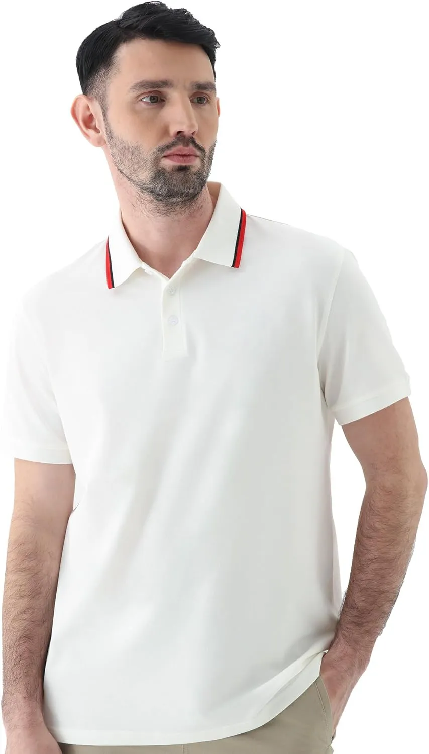 Men's Classic Button-Down Polo Shirt - Premium Cotton Pique Knit Business Casual Slim Fit