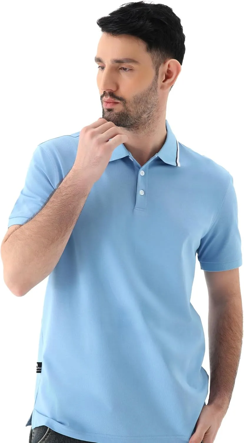 Men's Classic Button-Down Polo Shirt - Premium Cotton Pique Knit Business Casual Slim Fit