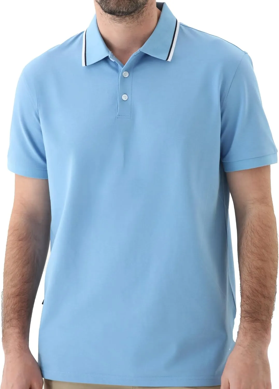 Men's Classic Button-Down Polo Shirt - Premium Cotton Pique Knit Business Casual Slim Fit