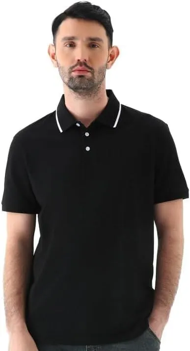 Men's Classic Button-Down Polo Shirt - Premium Cotton Pique Knit Business Casual Slim Fit