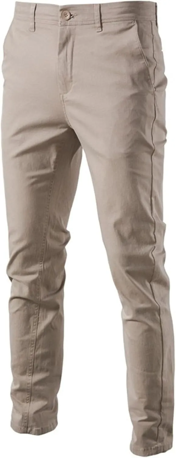 Men's Comfort Casual Solid Trousers Trendy Slim Fit Lounge Pants Lightweight Active Business Slack