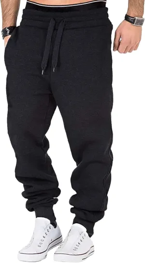Men's Elastic Waist Comfort Joggers Workout Pants Casual Solid Sweatpants Pants Drawstring Outdoor Trousers