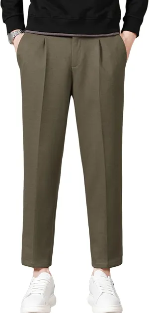 Men's Flex Flat Front Straight Fit Pant Skinny-Fit Wrinkle-Free Business Comfort Stretch Dress Chino Pant