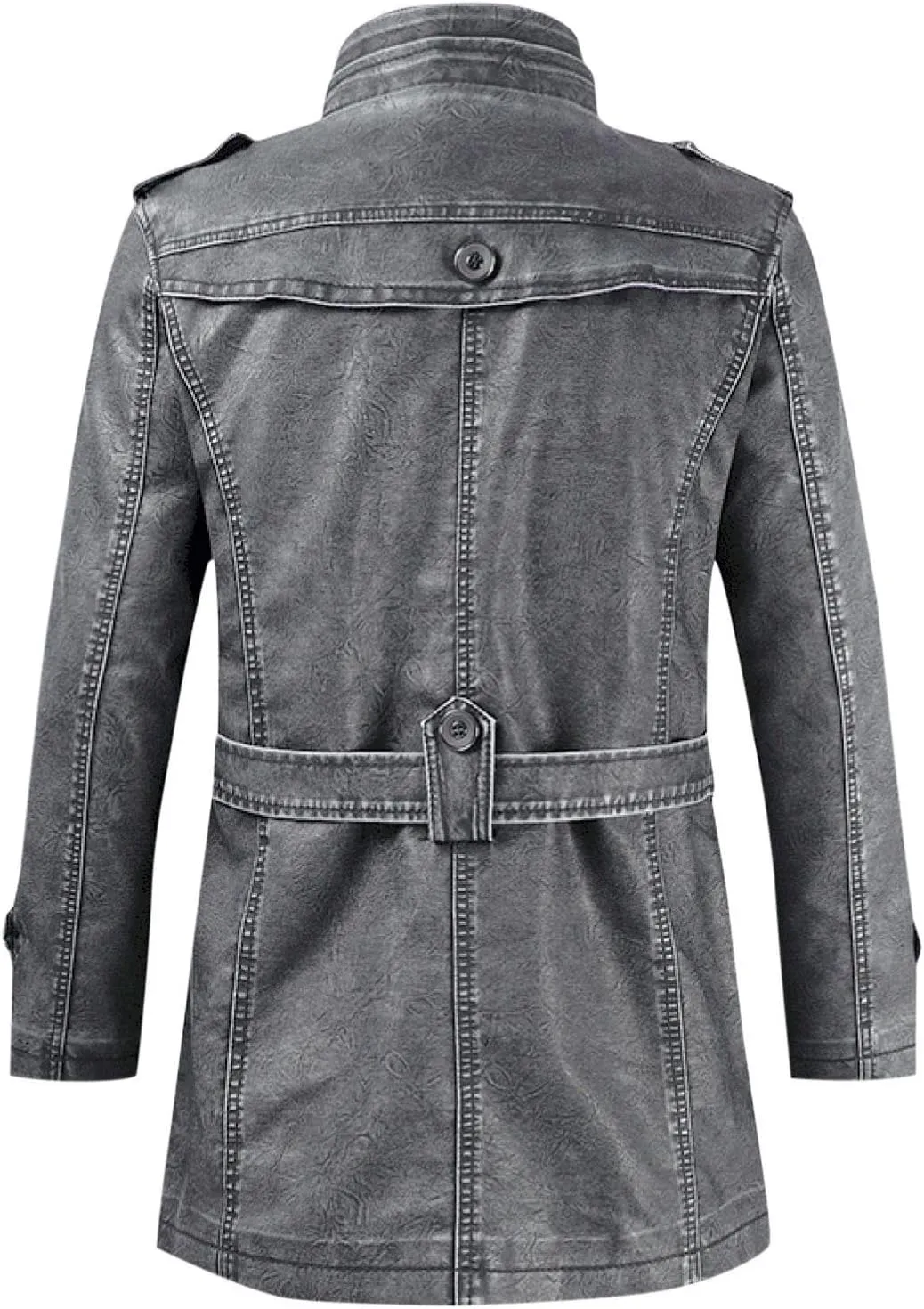 Mens Retro Faux Pu Leather Vintage Long Trench Coat Classic Steampunk Gothic Motorcycle Biker Jacket Overcoat Windbreaker