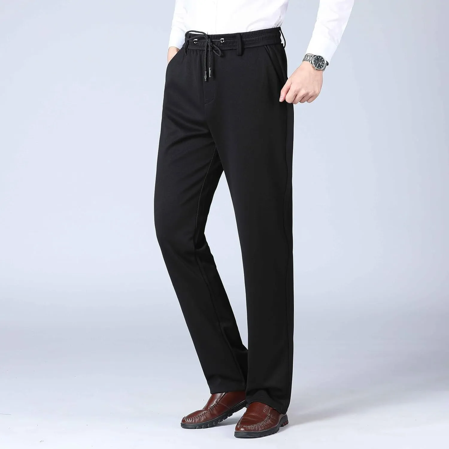 Men's Skinny-Fit Washed Comfort Stretch Chino Pant, Solid Color Casual Elastic Sweatpants, Tactical Breathable Pants Men