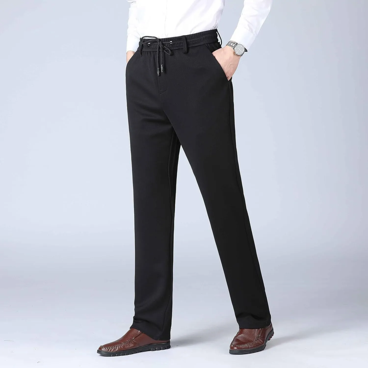 Men's Skinny-Fit Washed Comfort Stretch Chino Pant, Solid Color Casual Elastic Sweatpants, Tactical Breathable Pants Men