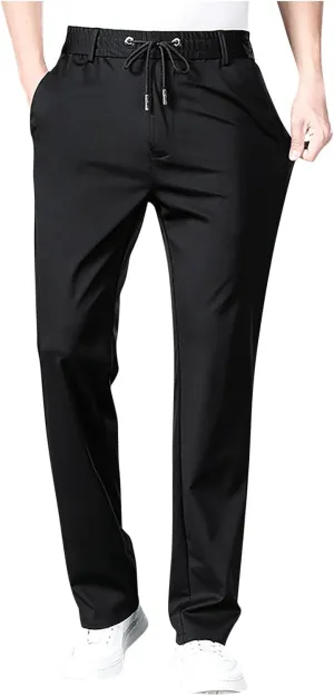 Men's Skinny-Fit Washed Comfort Stretch Chino Pant, Solid Color Casual Elastic Sweatpants, Tactical Breathable Pants Men