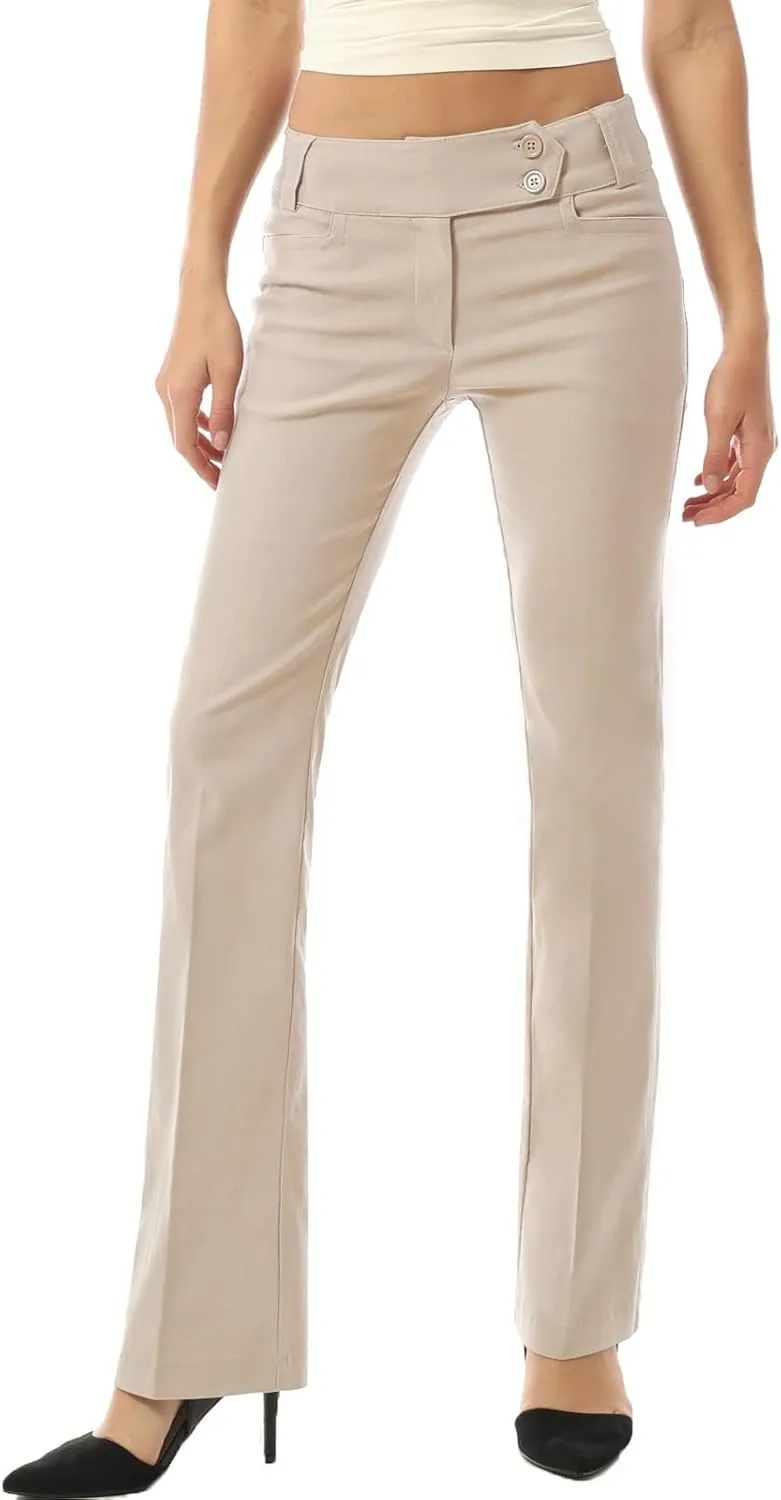 MixMatchy Women's Ultra Stretch Lux Comfort with Flex Motion Bootcut Dress Pants Work Business Office Trousers