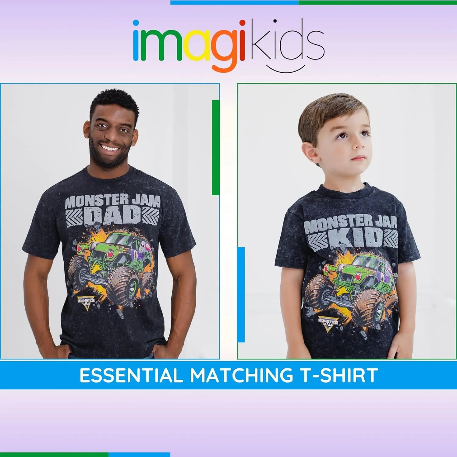 Monster Jam Vintage Wash Matching Family T-Shirt Toddler to Adult Grave Digger