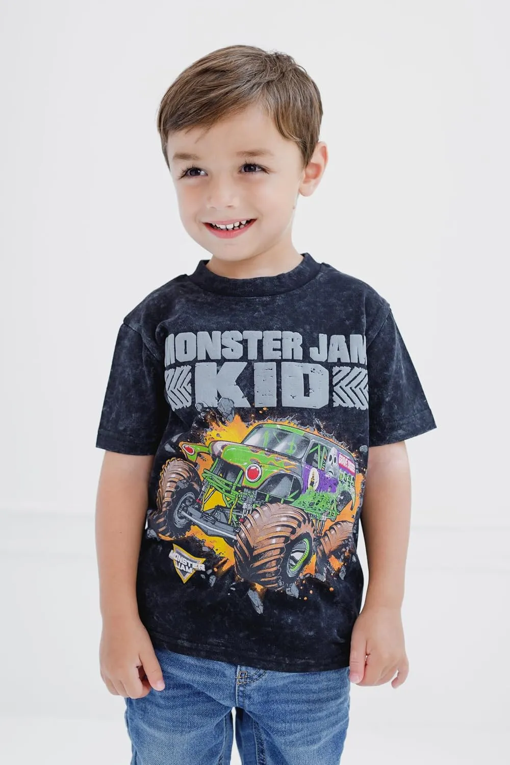 Monster Jam Vintage Wash Matching Family T-Shirt Toddler to Adult Grave Digger