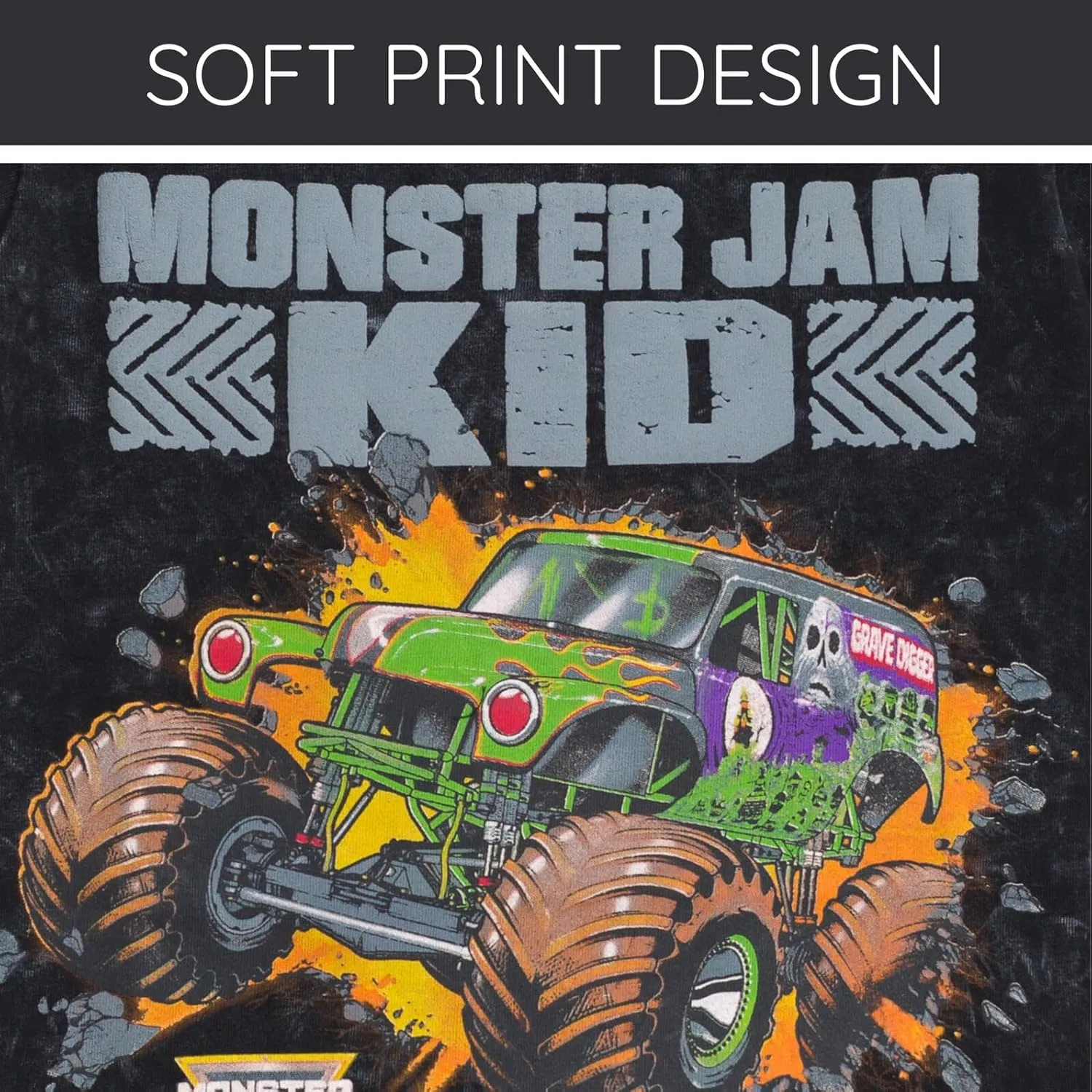 Monster Jam Vintage Wash Matching Family T-Shirt Toddler to Adult Grave Digger
