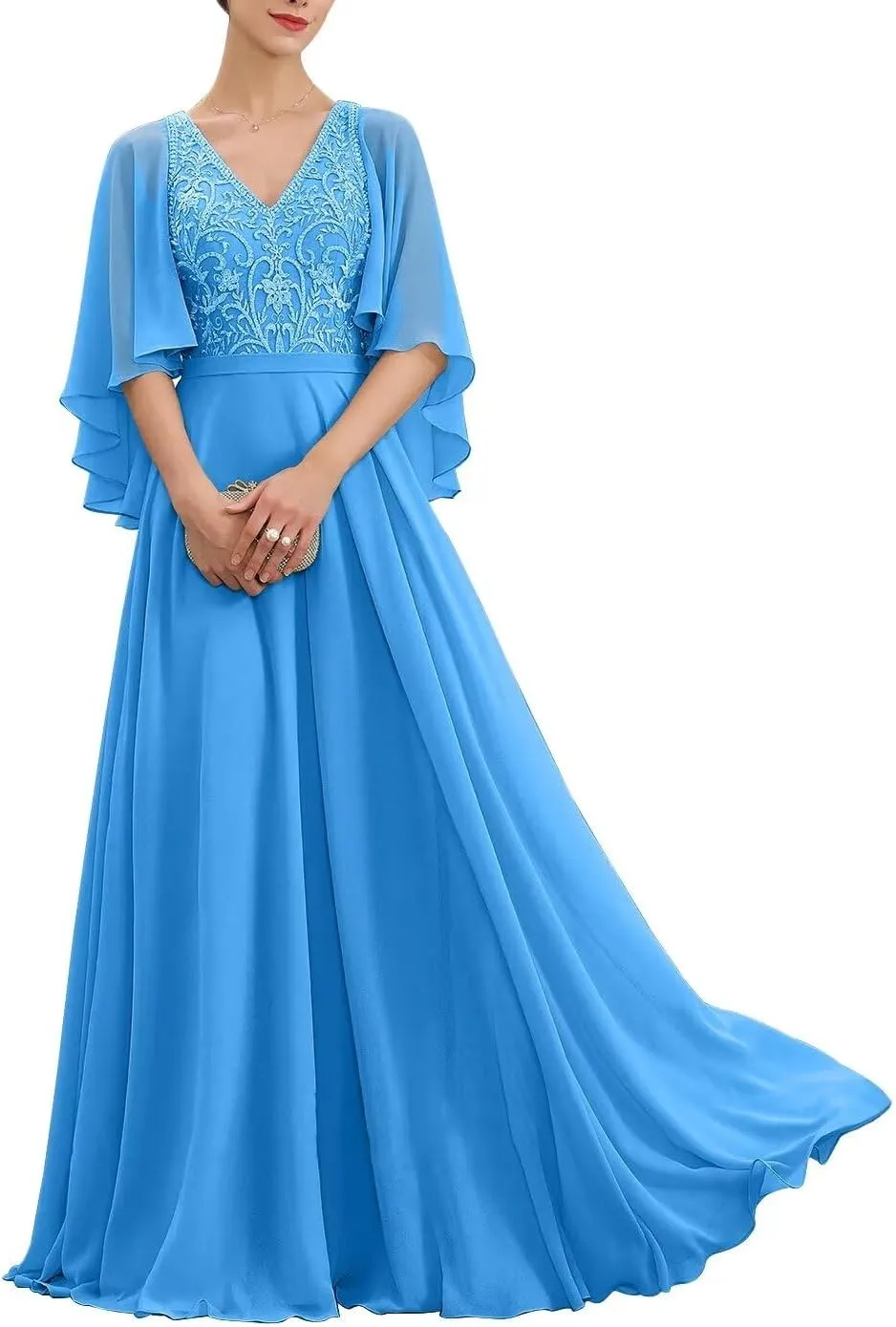 Mother of The Bride Dresses Long Lace 2024 Mother Dress for Wedding Ruffles Sleeves Evening Gown