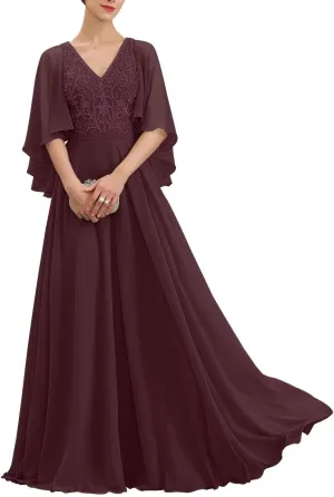 Mother of The Bride Dresses Long Lace 2024 Mother Dress for Wedding Ruffles Sleeves Evening Gown