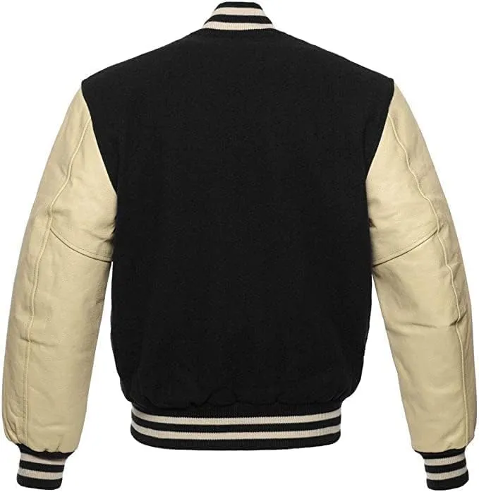 Mount Helicon Mens Green Genuine Wool blend and Leather Sleeves Light Weight Varsity Jacket Letterman Rib Knitting Bomber