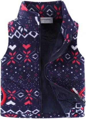 Mud Kingdom Boys Girls Polar Fleece Vest Winter Thick Warm Outerwear Funny Cartoon