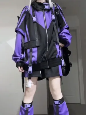 Oversized Techwear Bomber Jacket | Japanese Streetwear Windbreaker