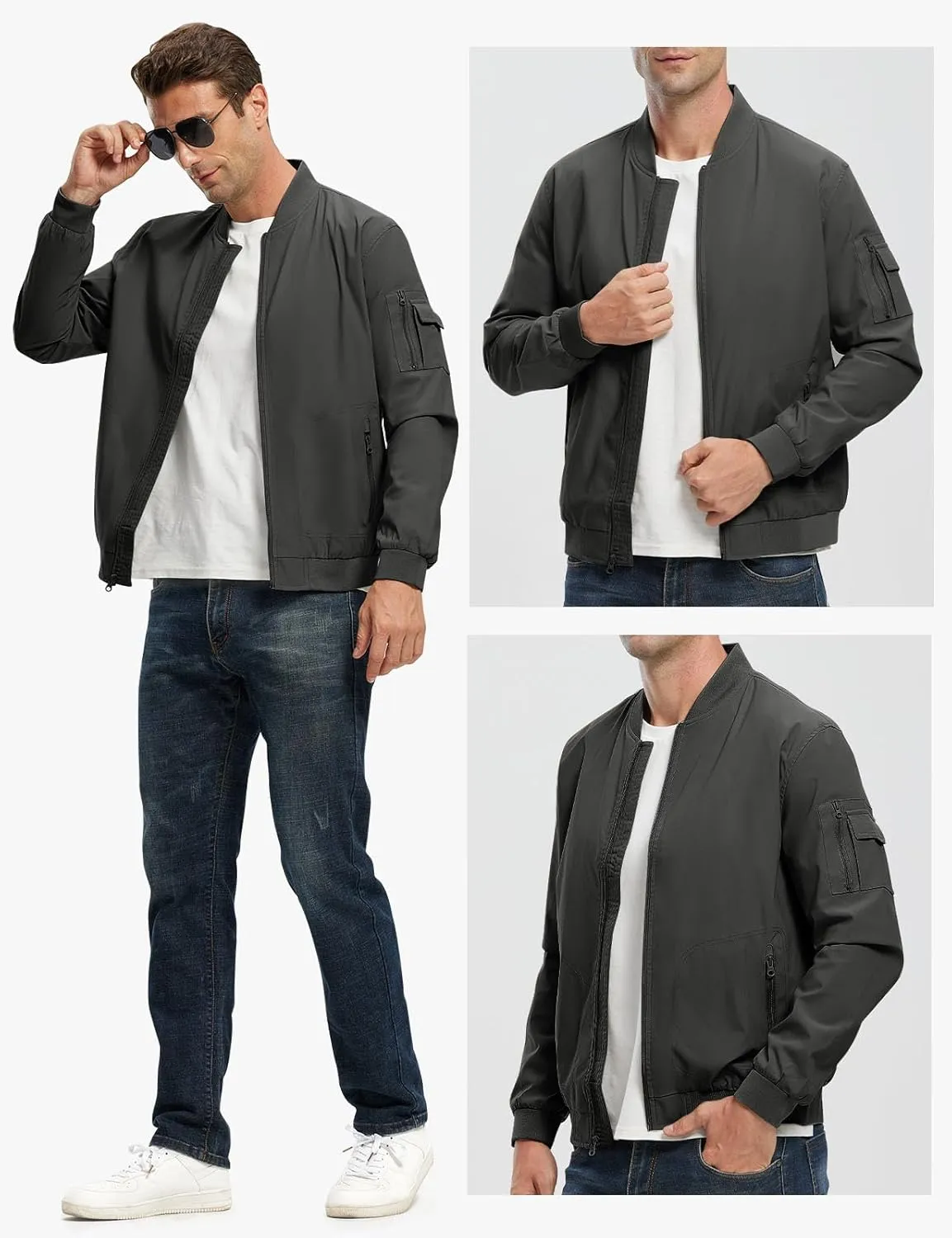Rdruko Men's Lightweight Bomber Jacket Causal Fashion Stylish Windbreaker Light Jacket