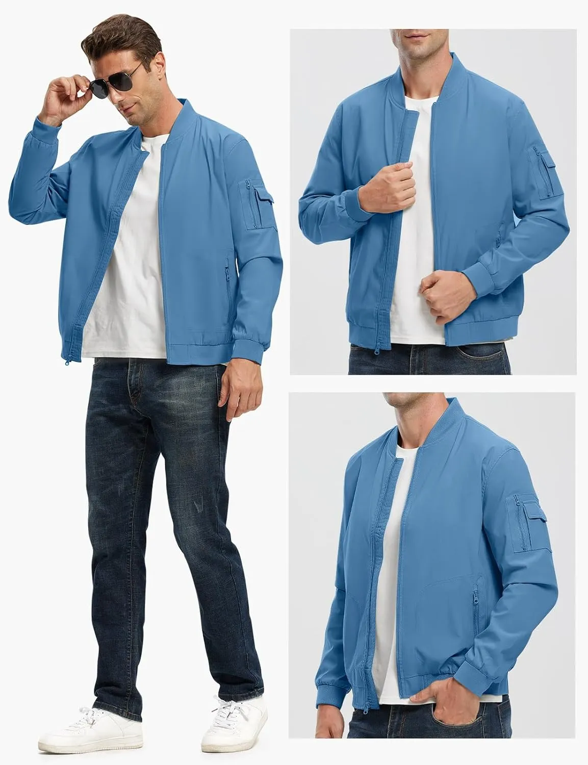 Rdruko Men's Lightweight Bomber Jacket Causal Fashion Stylish Windbreaker Light Jacket