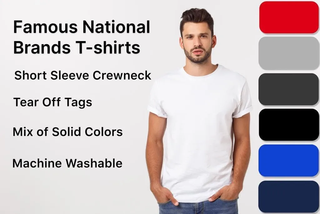 RiverBlue Crew Neck Men's T-Shirts 9-Pack Packaged, Classic Fit Knit Jersey Mens Undershirts