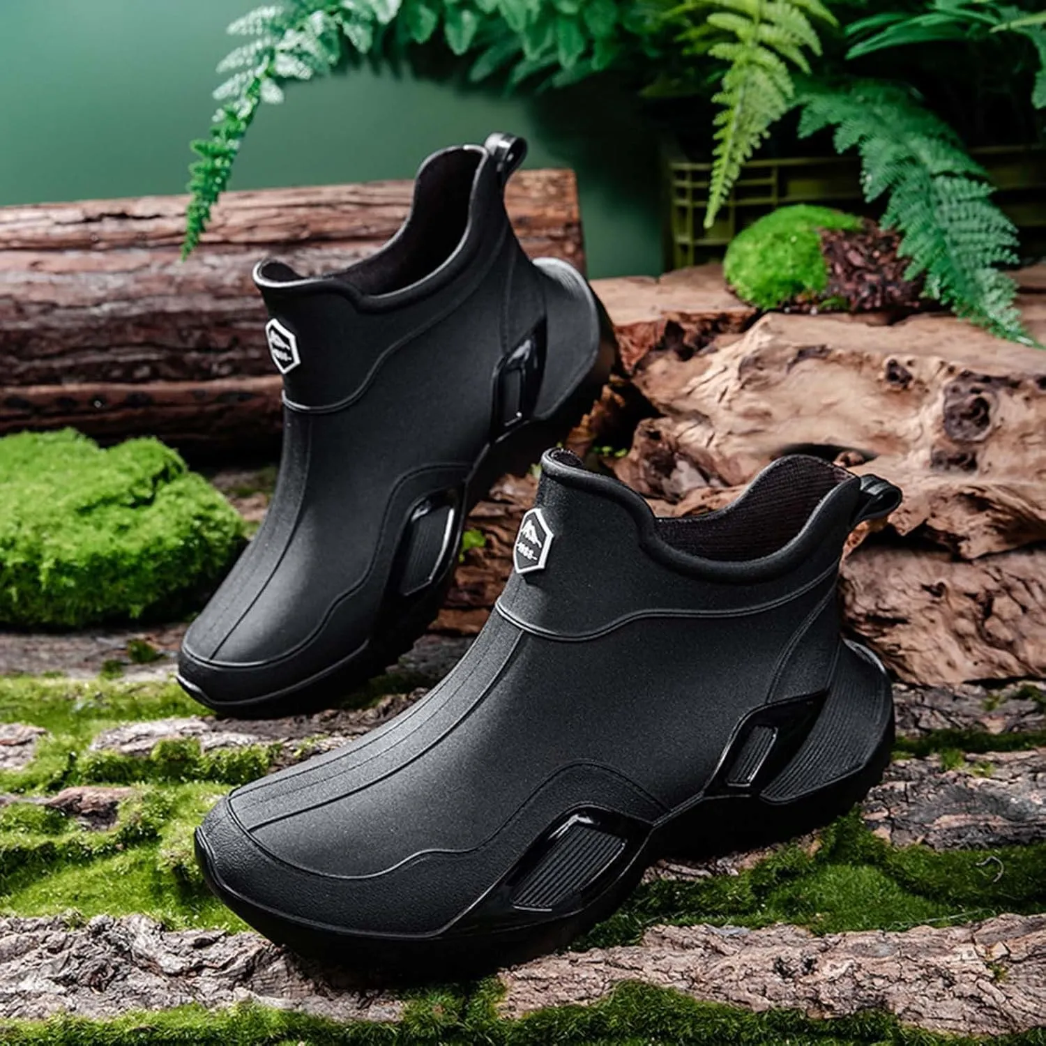 Short Rain Boots for Men Non Slip Garden Shoes Comfortable Lightweight Ankle Rain Boots Slip On Fishing Boots
