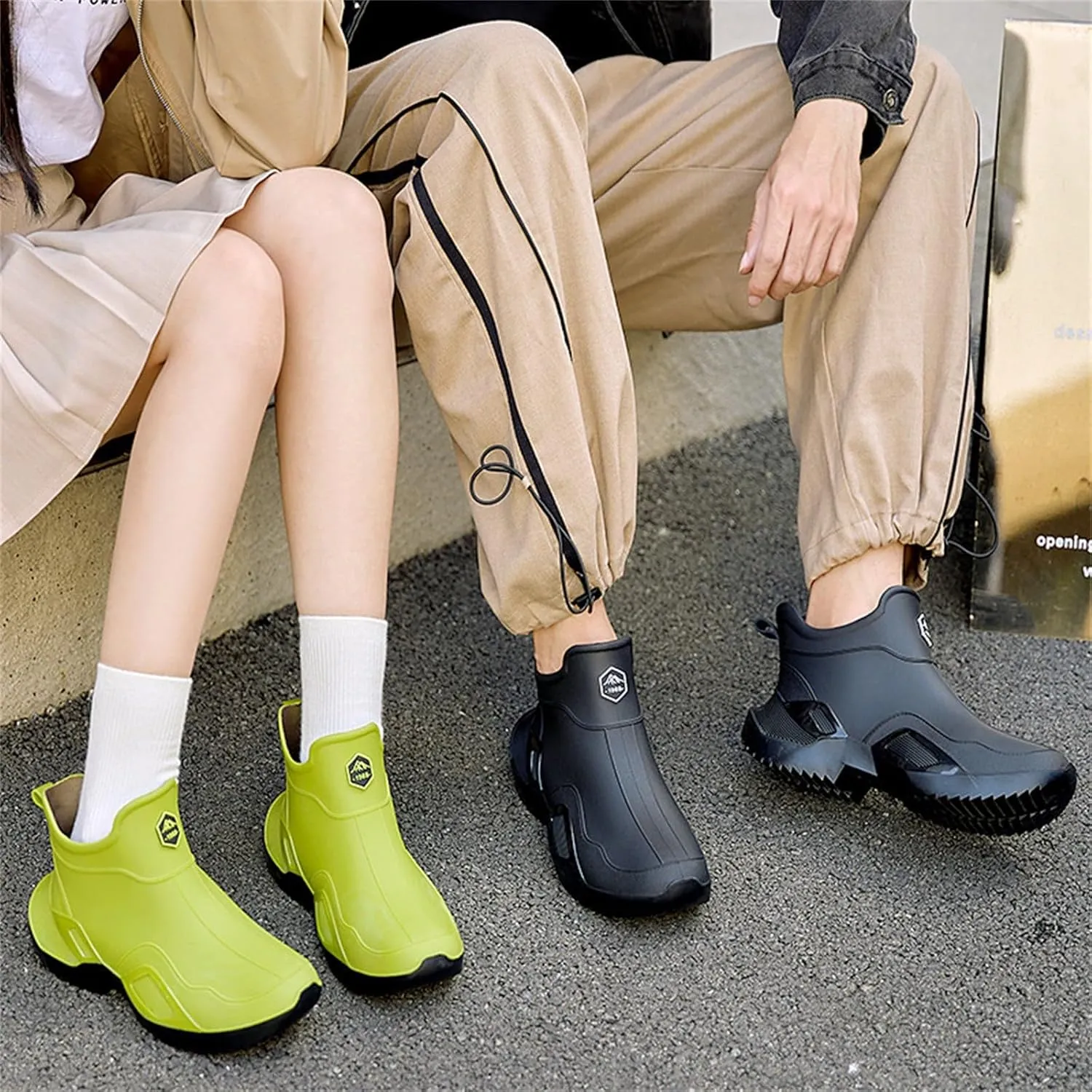 Short Rain Boots for Men Non Slip Garden Shoes Comfortable Lightweight Ankle Rain Boots Slip On Fishing Boots