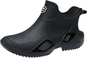 Short Rain Boots for Men Non Slip Garden Shoes Comfortable Lightweight Ankle Rain Boots Slip On Fishing Boots