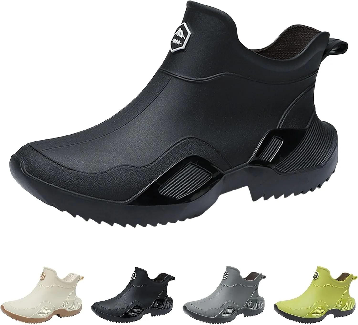Short Rain Boots for Men Non Slip Garden Shoes Comfortable Lightweight Ankle Rain Boots Slip On Fishing Boots